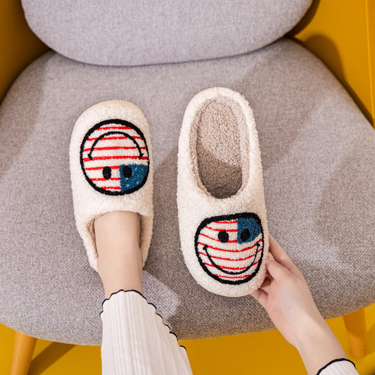 American Flag Smiley Face Slippers