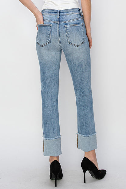 High Rise Cuff Jeans