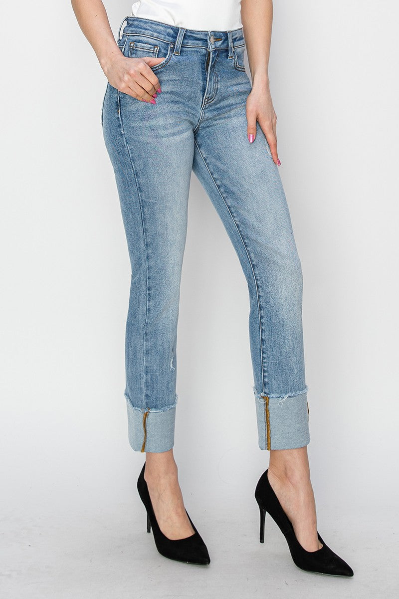 High Rise Cuff Jeans