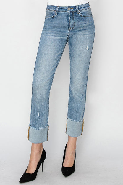 High Rise Cuff Jeans