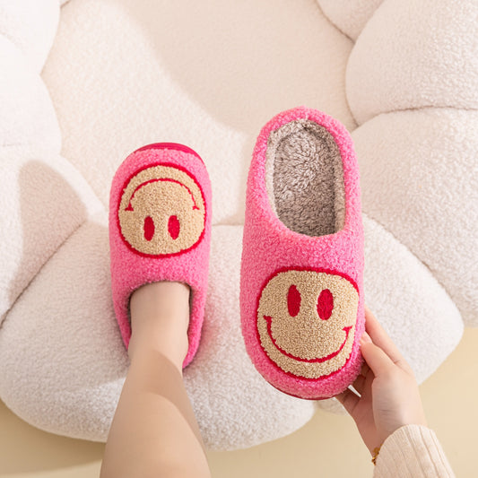 Fushia & Yellow Smiley Face Slippers