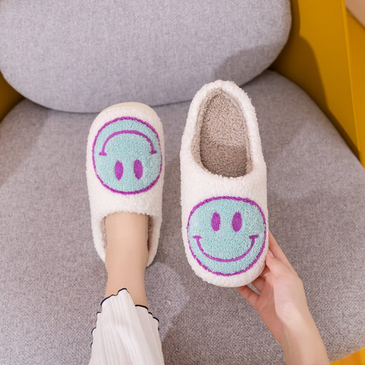 Sky Blue Smiley Face Slippers