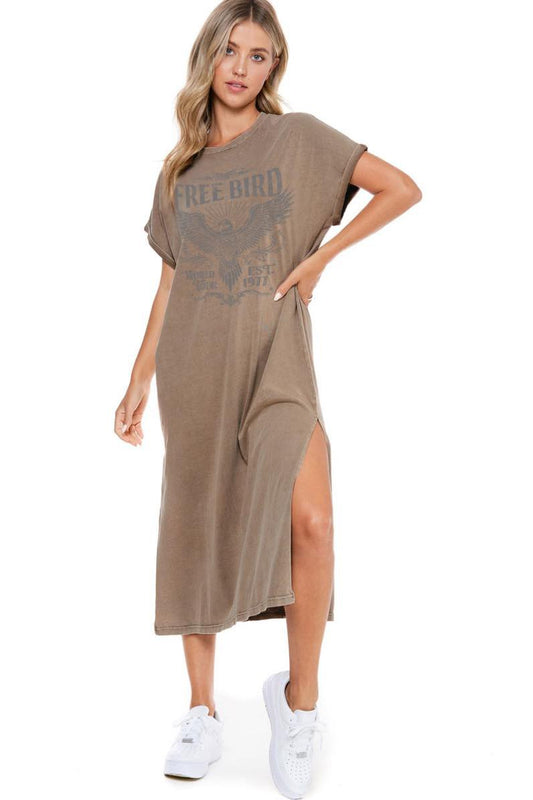 Khaki Free Bird Tee Dress