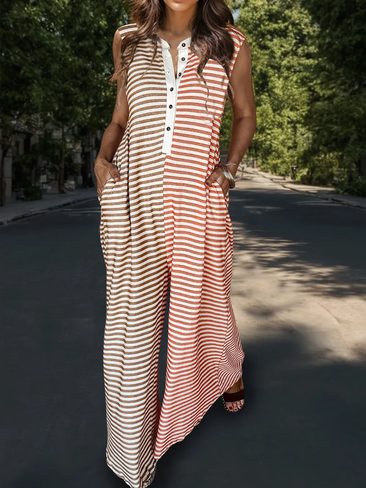 Striped Colorblock Jumpsuit