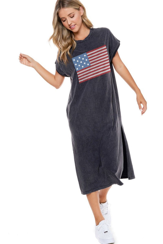 Charcoal Americana Tee Dress