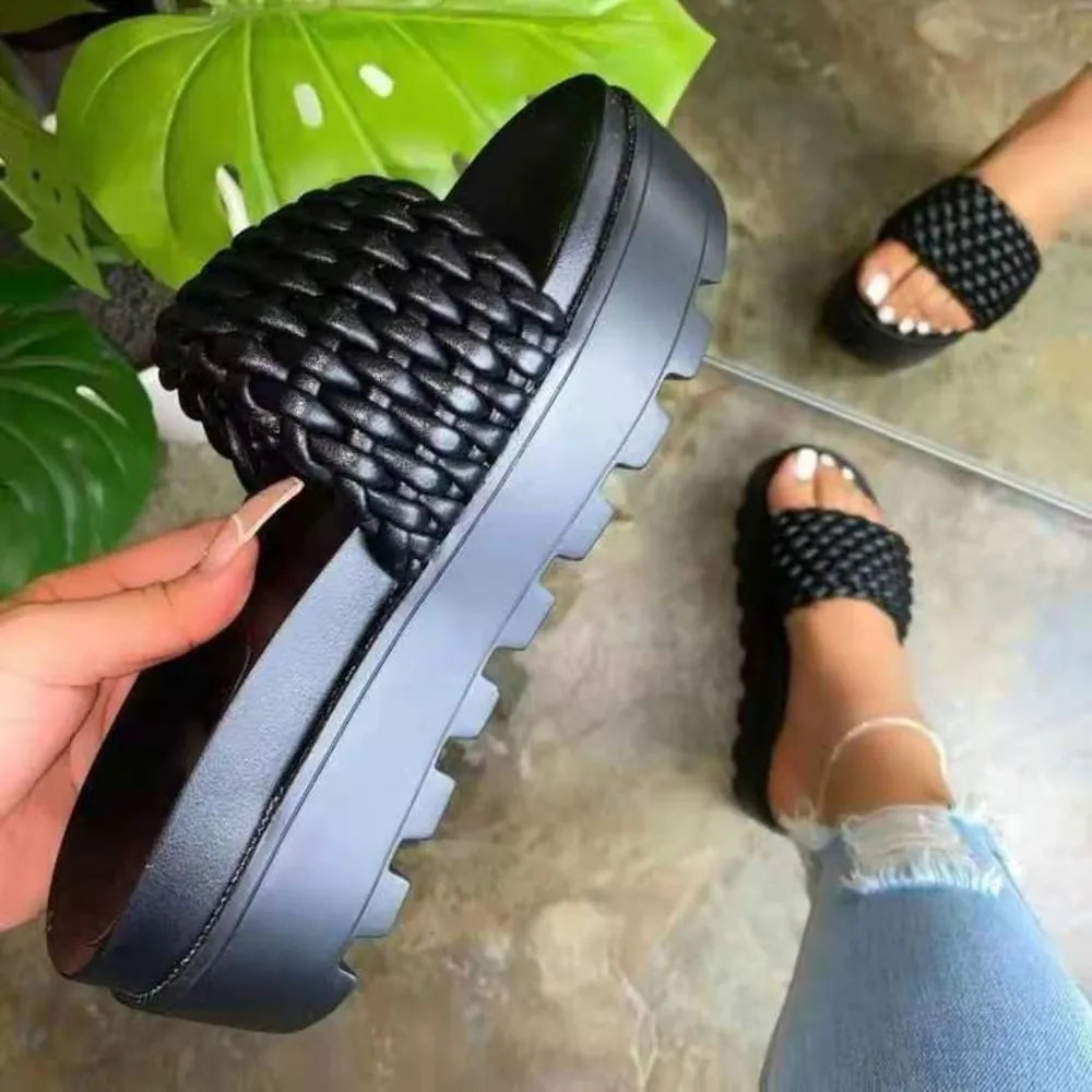 Braided Leather Platform Sandal