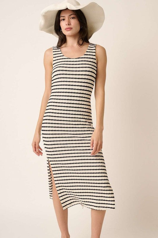 Striped Knit Tank Midi Dress