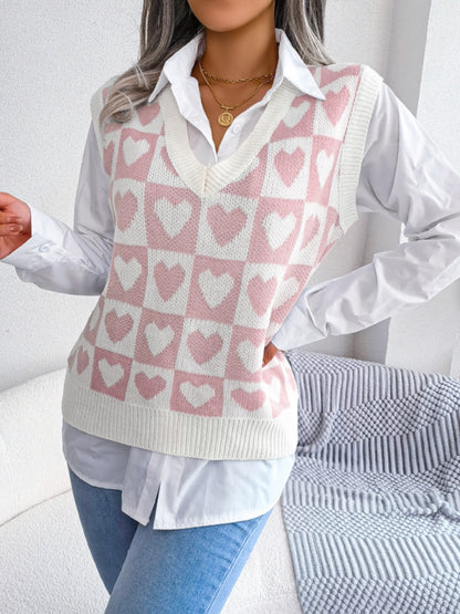 Heart V-Neck Sweater Vest