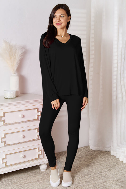 Butter Soft V-Neck Long Sleeve Top and Pants Lounge Set