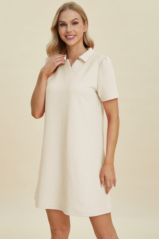 Textured Short Sleeve Dress